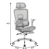 Gray Adjustable Height Swivel Rolling Gaming Chair With Footrest - HomeRoots - Flyclothing LLC