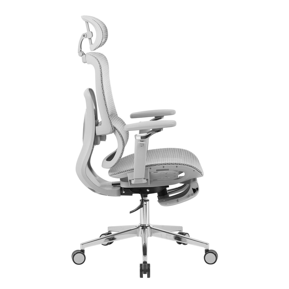 Gray Adjustable Height Swivel Rolling Gaming Chair With Footrest - HomeRoots - Flyclothing LLC
