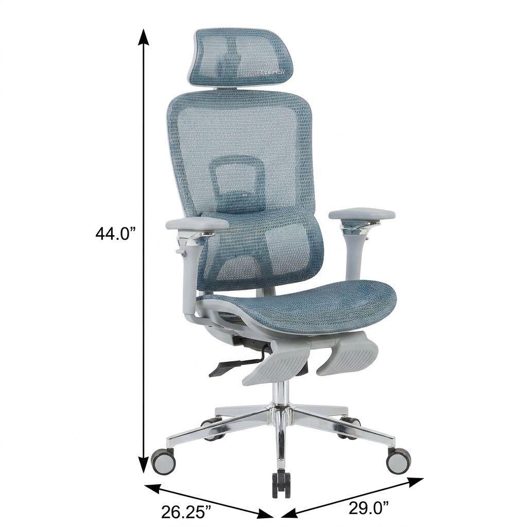 Teal Blue Adjustable Height Swivel Rolling Gaming Chair With Footrest - HomeRoots - Flyclothing LLC