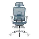 Teal Blue Adjustable Height Swivel Rolling Gaming Chair With Footrest - HomeRoots - Flyclothing LLC