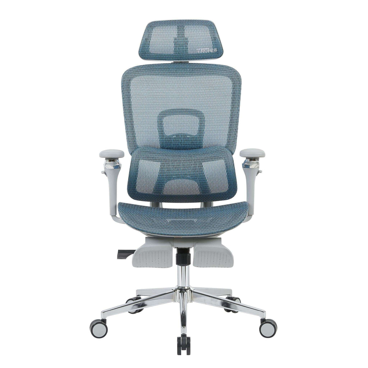 Teal Blue Adjustable Height Swivel Rolling Gaming Chair With Footrest - HomeRoots - Flyclothing LLC
