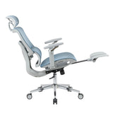 Teal Blue Adjustable Height Swivel Rolling Gaming Chair With Footrest - HomeRoots - Flyclothing LLC