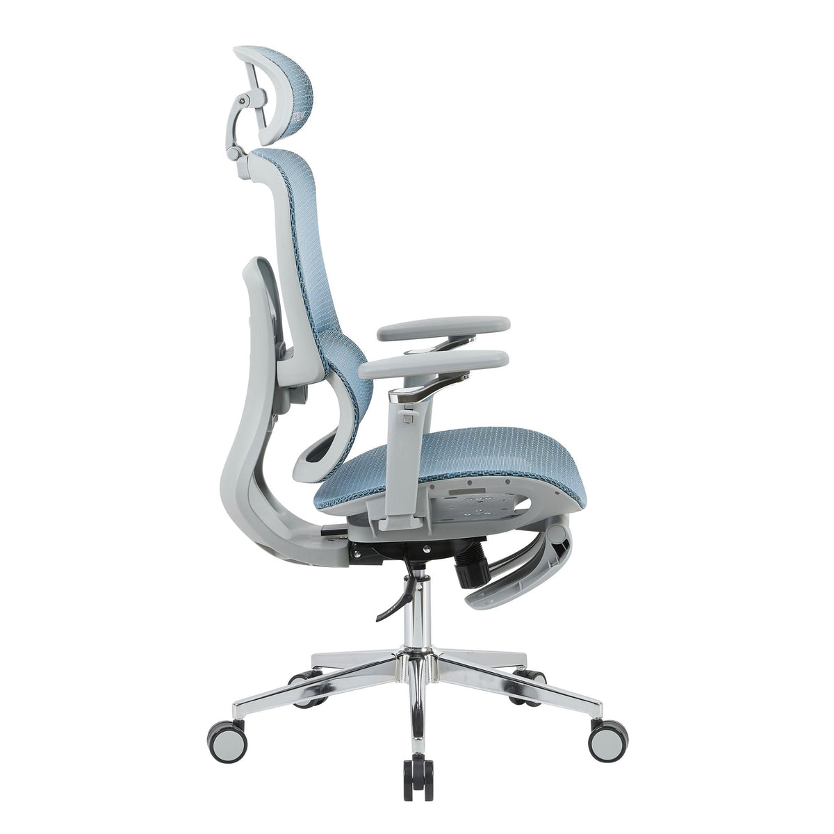 Teal Blue Adjustable Height Swivel Rolling Gaming Chair With Footrest - HomeRoots - Flyclothing LLC