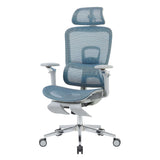 Teal Blue Adjustable Height Swivel Rolling Gaming Chair With Footrest - HomeRoots - Flyclothing LLC