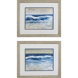 Set Of Two Breaking Shore Waves Brown Framed Wall Art