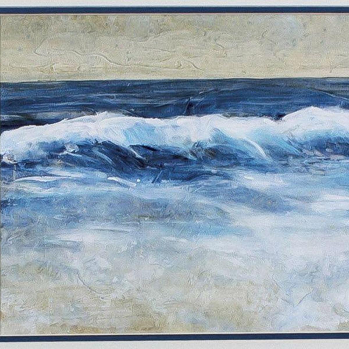 Set Of Two Breaking Shore Waves Brown Framed Wall Art