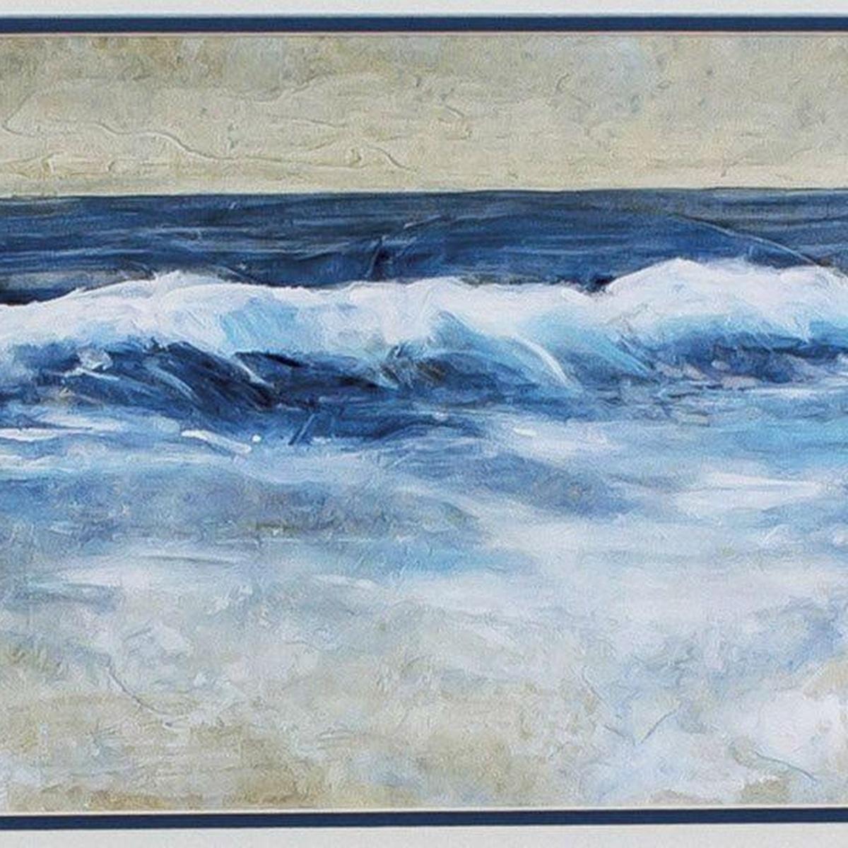 Set Of Two Breaking Shore Waves Brown Framed Wall Art