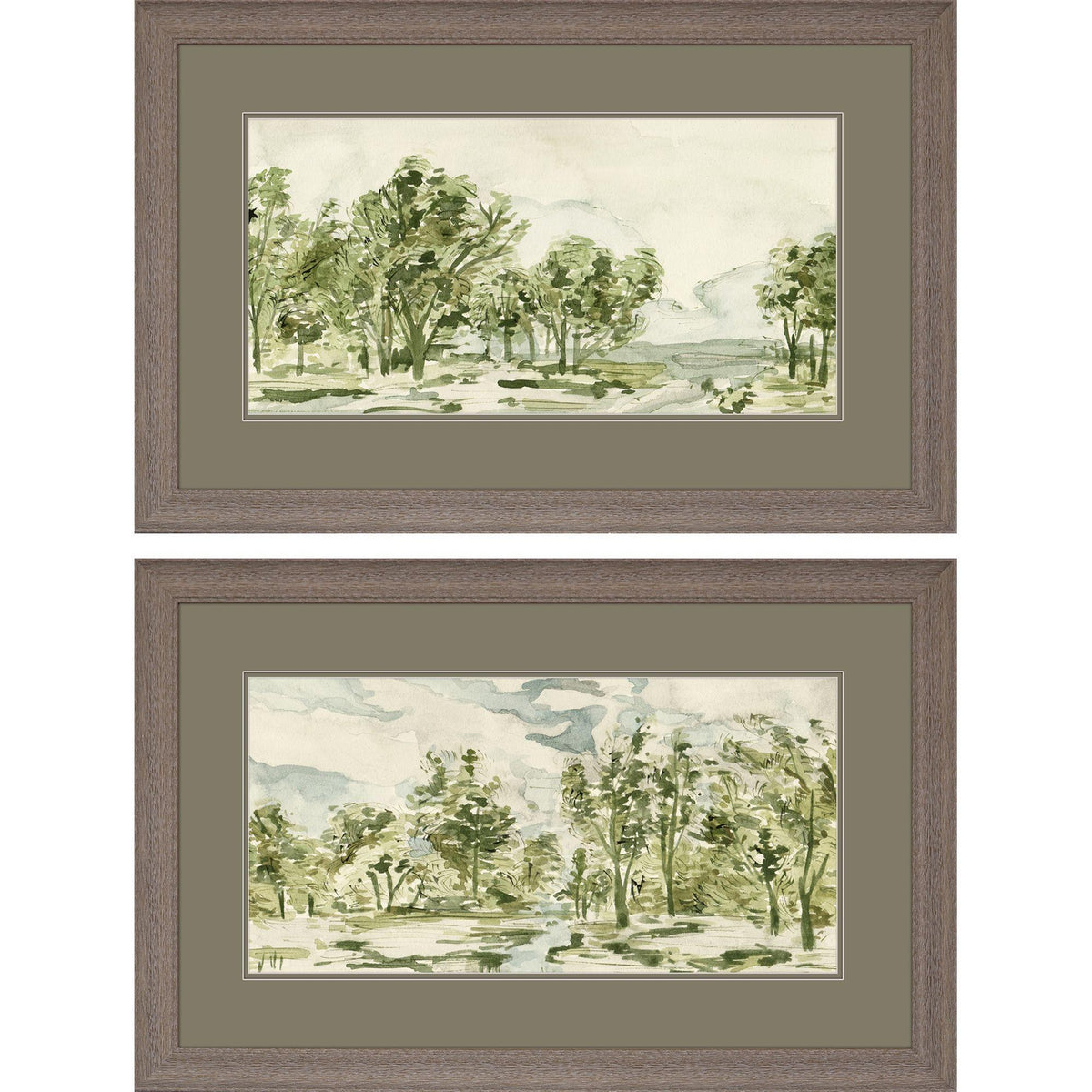Set Of Two Forest Path Brown Framed Wall Art