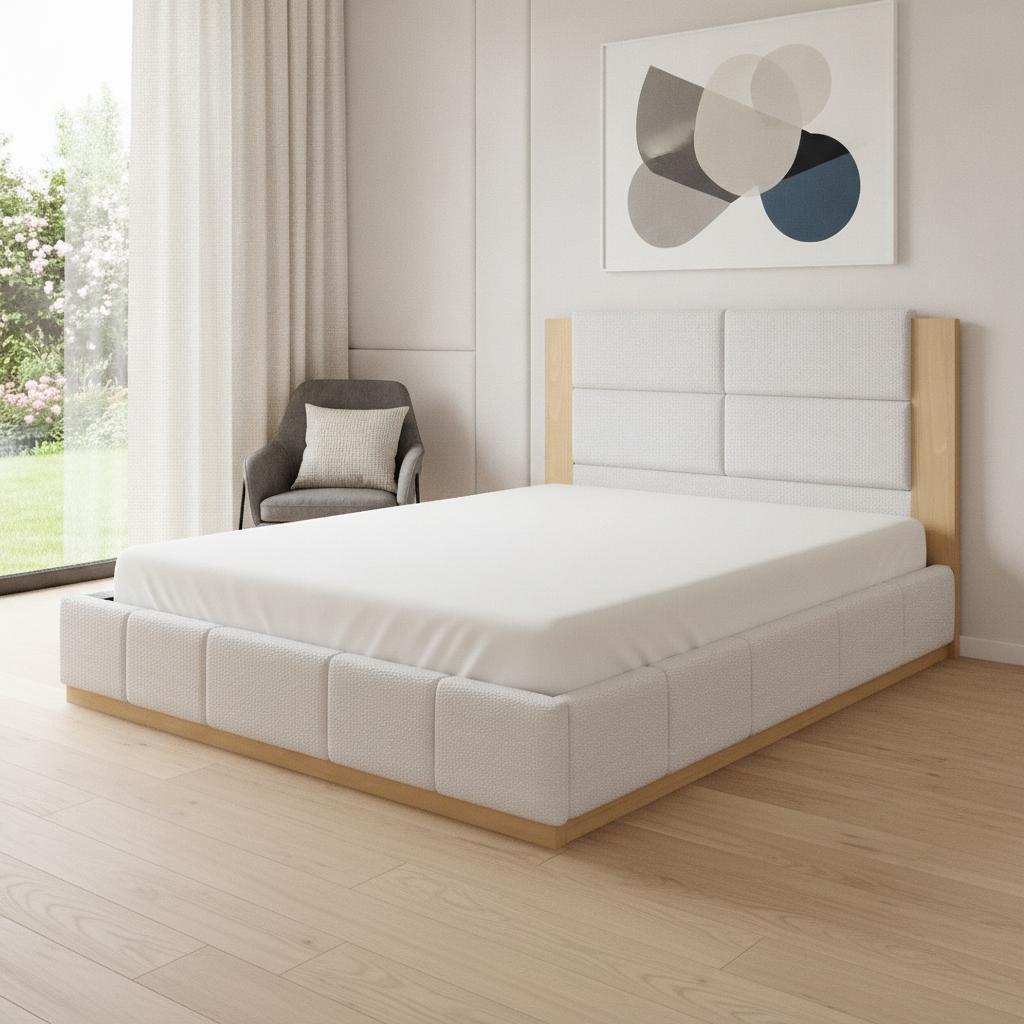 Natural Solid Wood King Bed Frame