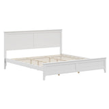 White Solid Wood King Bed Frame