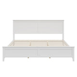 White Solid Wood King Bed Frame