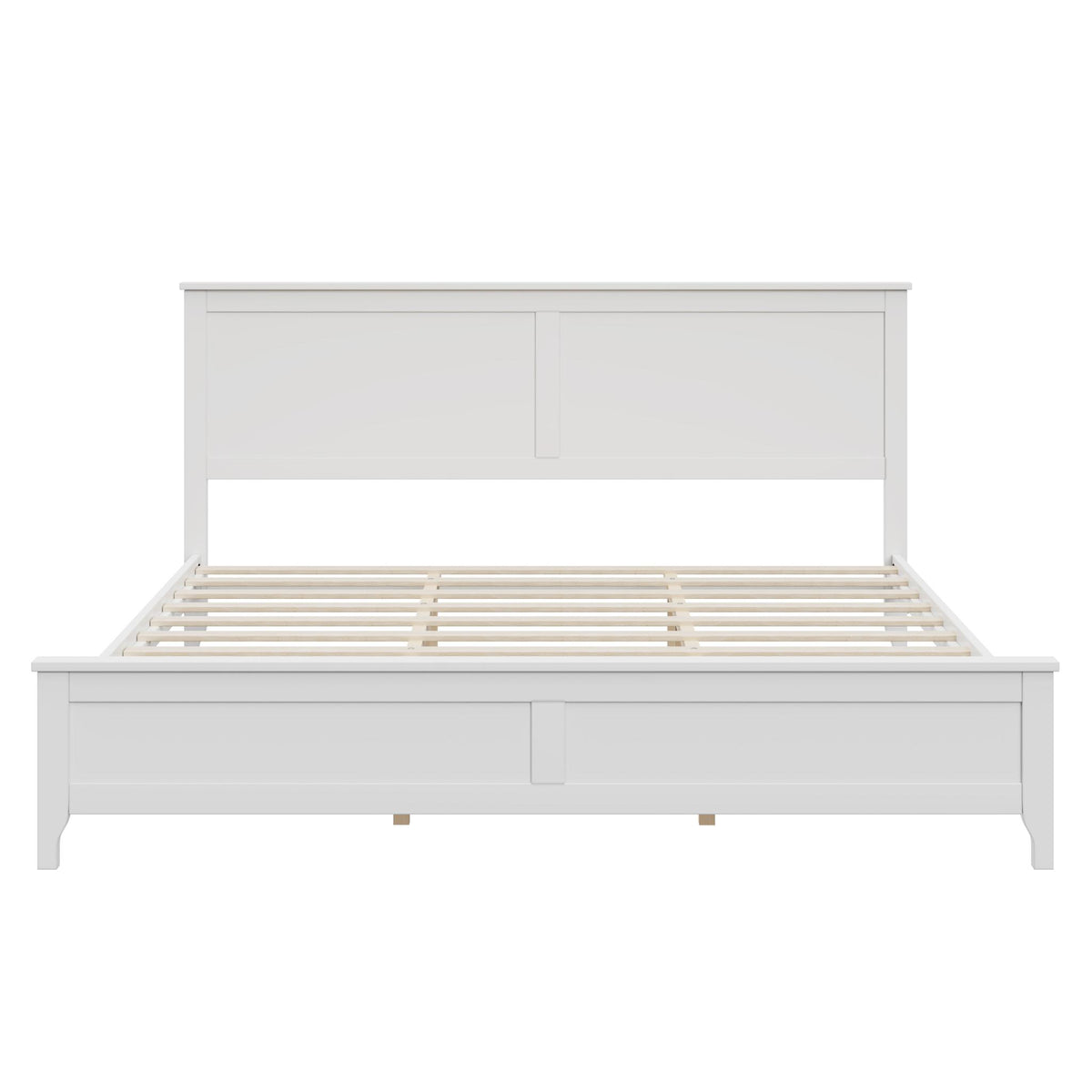 White Solid Wood King Bed Frame