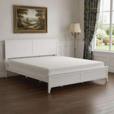 White Solid Wood King Bed Frame - HomeRoots - Flyclothing LLC
