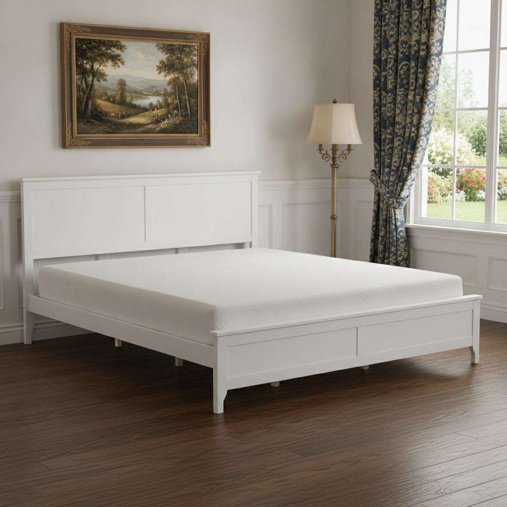 White Solid Wood King Bed Frame - HomeRoots - Flyclothing LLC