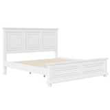 White Solid Wood King Bed Frame