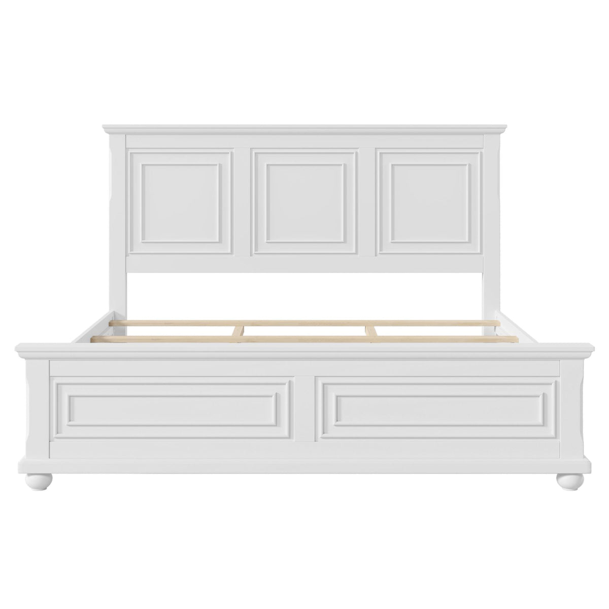White Solid Wood King Bed Frame