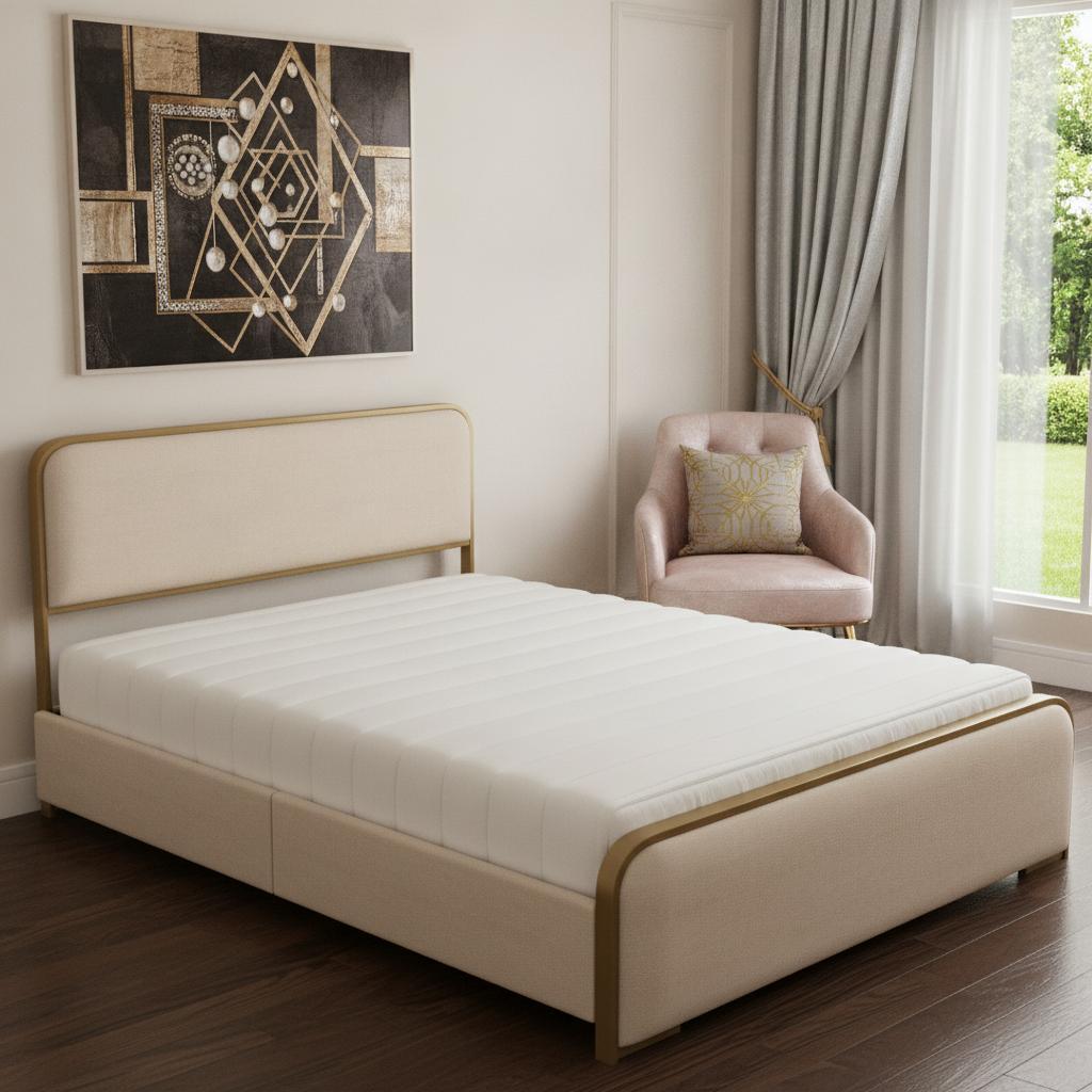Natural Metal Queen Bed Frame