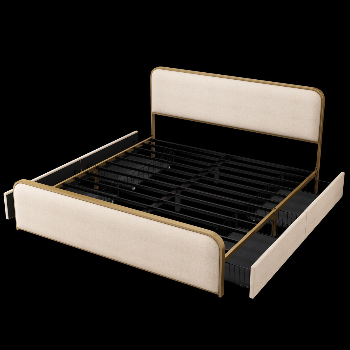 Natural Metal King Bed Frame