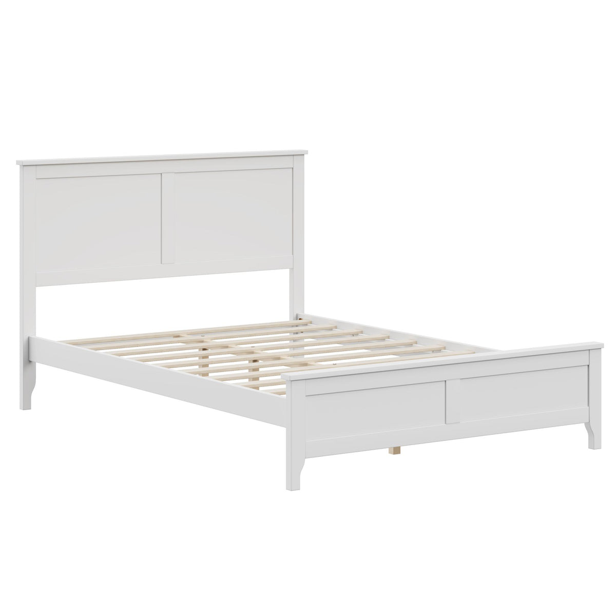 White Solid Wood Full Bed Frame