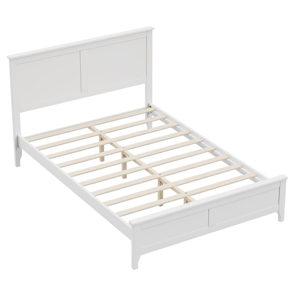White Solid Wood Full Bed Frame
