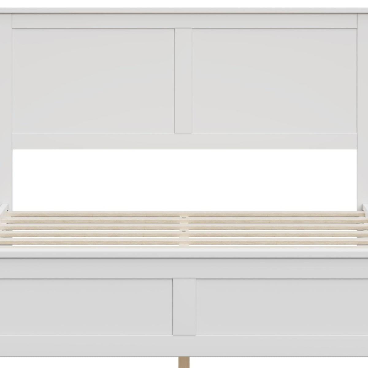 White Solid Wood Full Bed Frame
