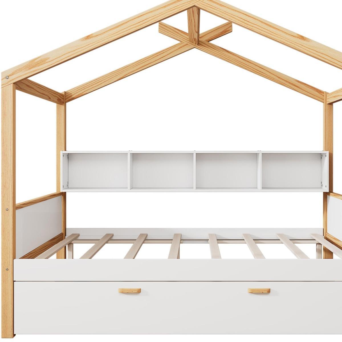 Natural Solid Wood Full House Bed - HomeRoots - Flyclothing LLC