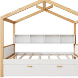 Natural Solid Wood Full House Bed - HomeRoots - Flyclothing LLC