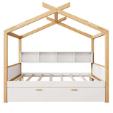 Natural Solid Wood Full House Bed - HomeRoots - Flyclothing LLC