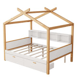 Natural Solid Wood Full House Bed - HomeRoots - Flyclothing LLC