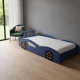 Blue And Yellow Solid Wood Twin Race Car Bed - HomeRoots - Flyclothing LLC