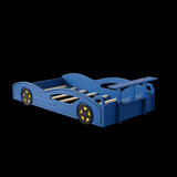 Blue And Yellow Solid Wood Twin Race Car Bed
