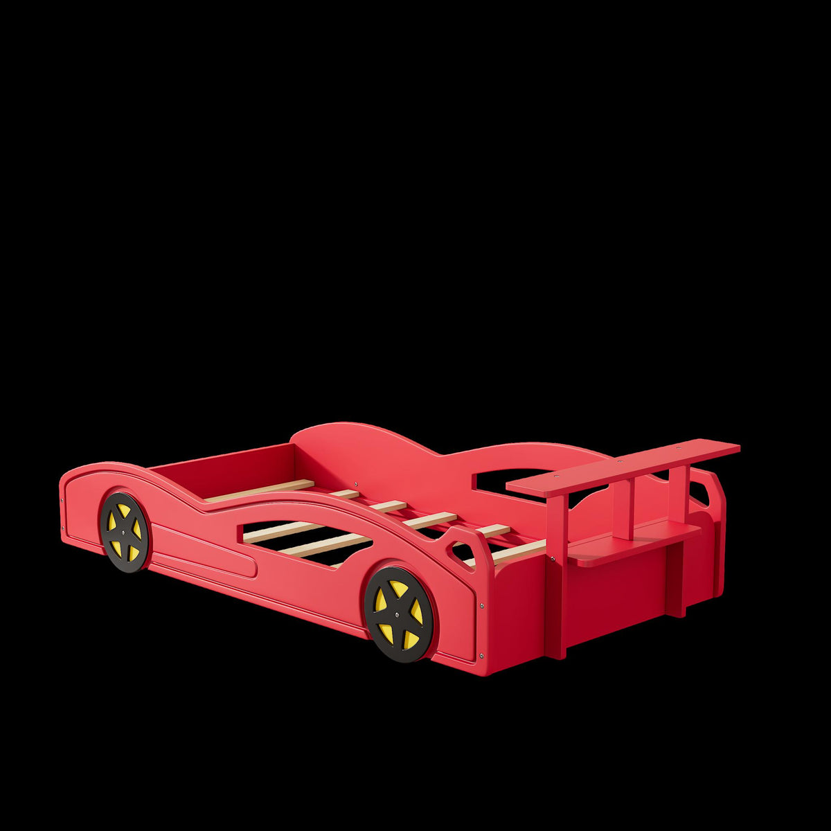 Red And Yellow Solid Wood Twin Race Car Bed