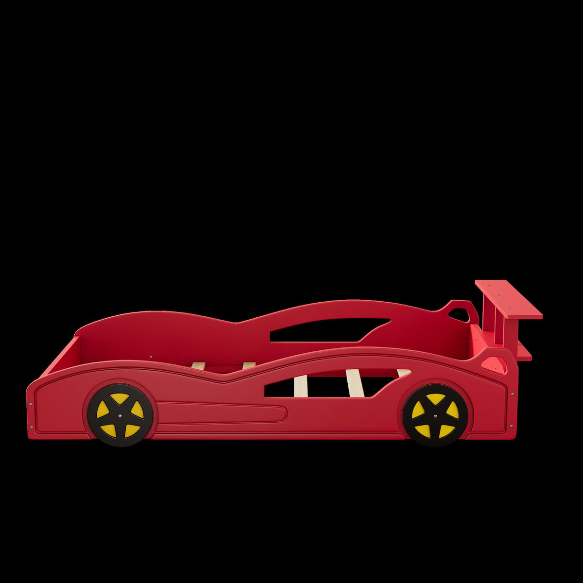 Red And Yellow Solid Wood Twin Race Car Bed