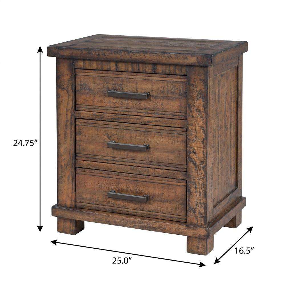 25" Natural Solid Wood Three Drawer Nightstand - HomeRoots - Flyclothing LLC