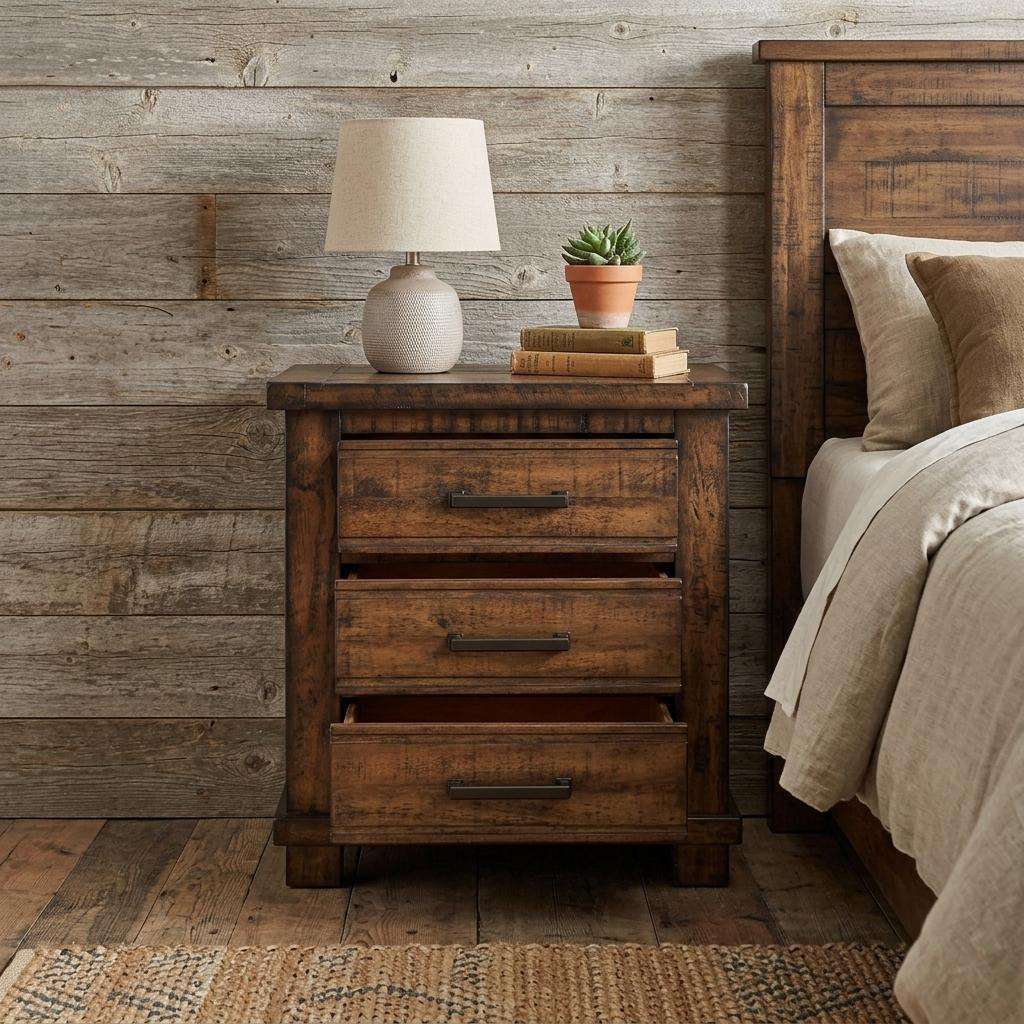 25" Natural Solid Wood Three Drawer Nightstand - HomeRoots - Flyclothing LLC