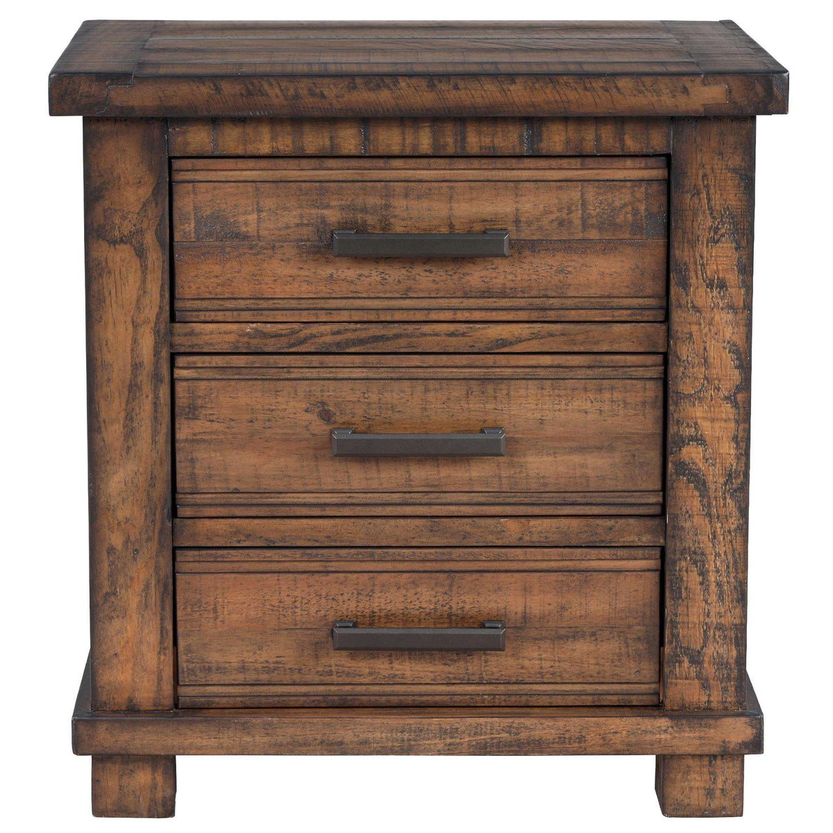 25" Natural Solid Wood Three Drawer Nightstand - HomeRoots - Flyclothing LLC