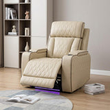 36" White Tufted Faux Leather Lift Assist Manual Lift Assist Recliner With USB - HomeRoots - Flyclothing LLC
