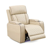 36" White Tufted Faux Leather Lift Assist Manual Lift Assist Recliner With USB - HomeRoots - Flyclothing LLC