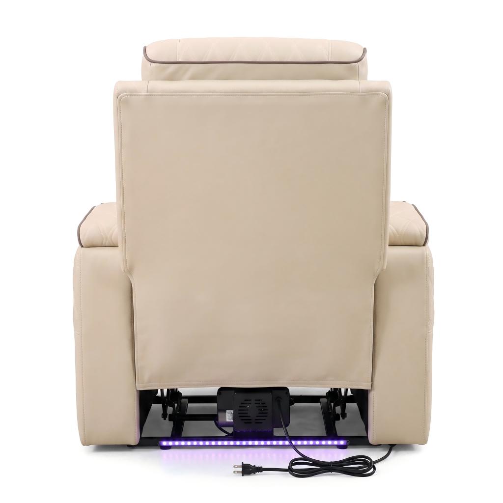 36" White Tufted Faux Leather Lift Assist Manual Lift Assist Recliner With USB - HomeRoots - Flyclothing LLC