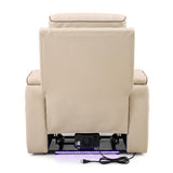 36" White Tufted Faux Leather Lift Assist Manual Lift Assist Recliner With USB - HomeRoots - Flyclothing LLC