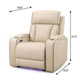 36" White Tufted Faux Leather Lift Assist Manual Lift Assist Recliner With USB - HomeRoots - Flyclothing LLC