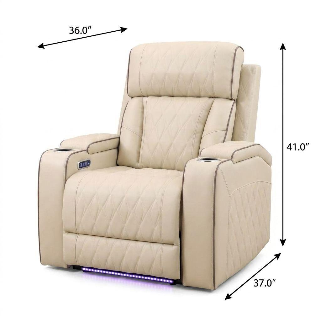 36" White Tufted Faux Leather Lift Assist Manual Lift Assist Recliner With USB - HomeRoots - Flyclothing LLC