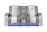 73" Gray Corduroy Power Reclining Loveseat With Storage - HomeRoots - Flyclothing LLC