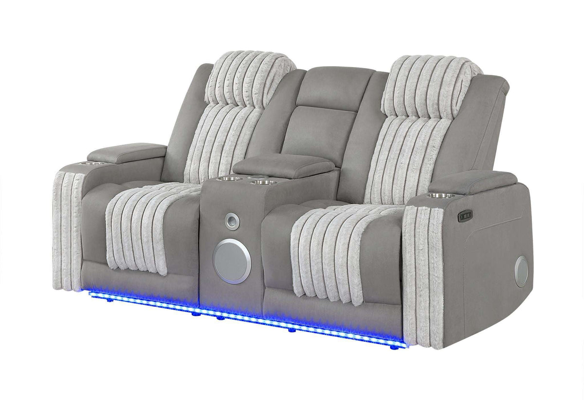 73" Gray Corduroy Power Reclining Loveseat With Storage - HomeRoots - Flyclothing LLC