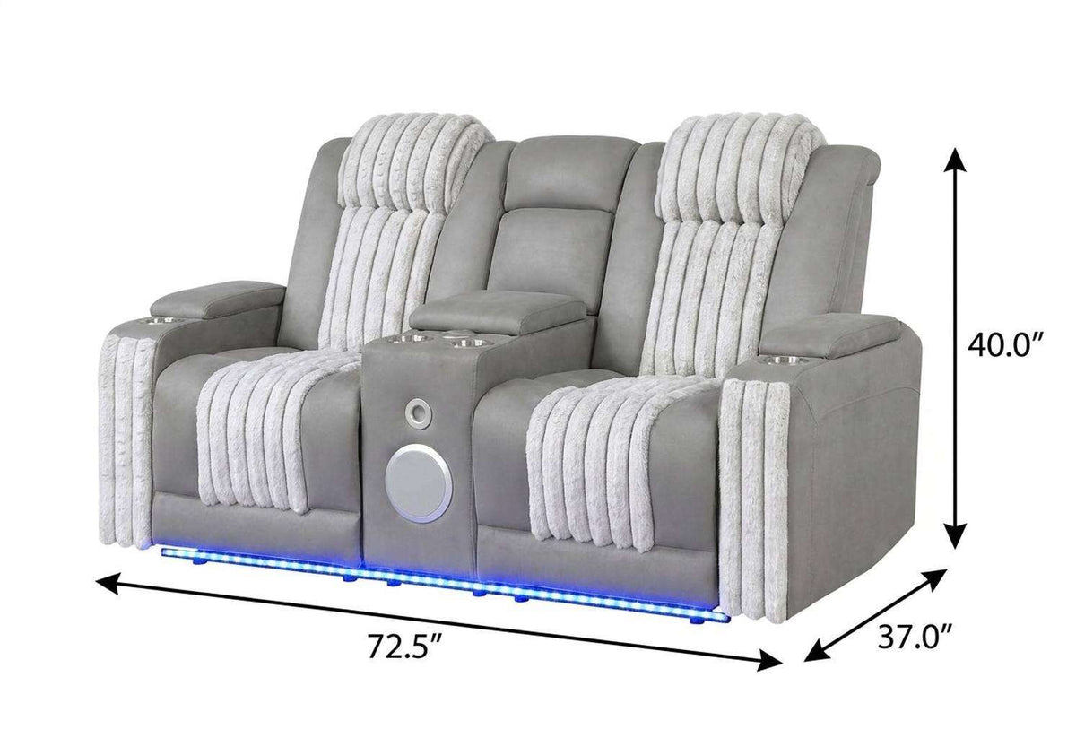 73" Gray Corduroy Power Reclining Loveseat With Storage - HomeRoots - Flyclothing LLC