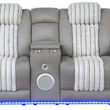 73" Gray Corduroy Power Reclining Loveseat With Storage - HomeRoots - Flyclothing LLC