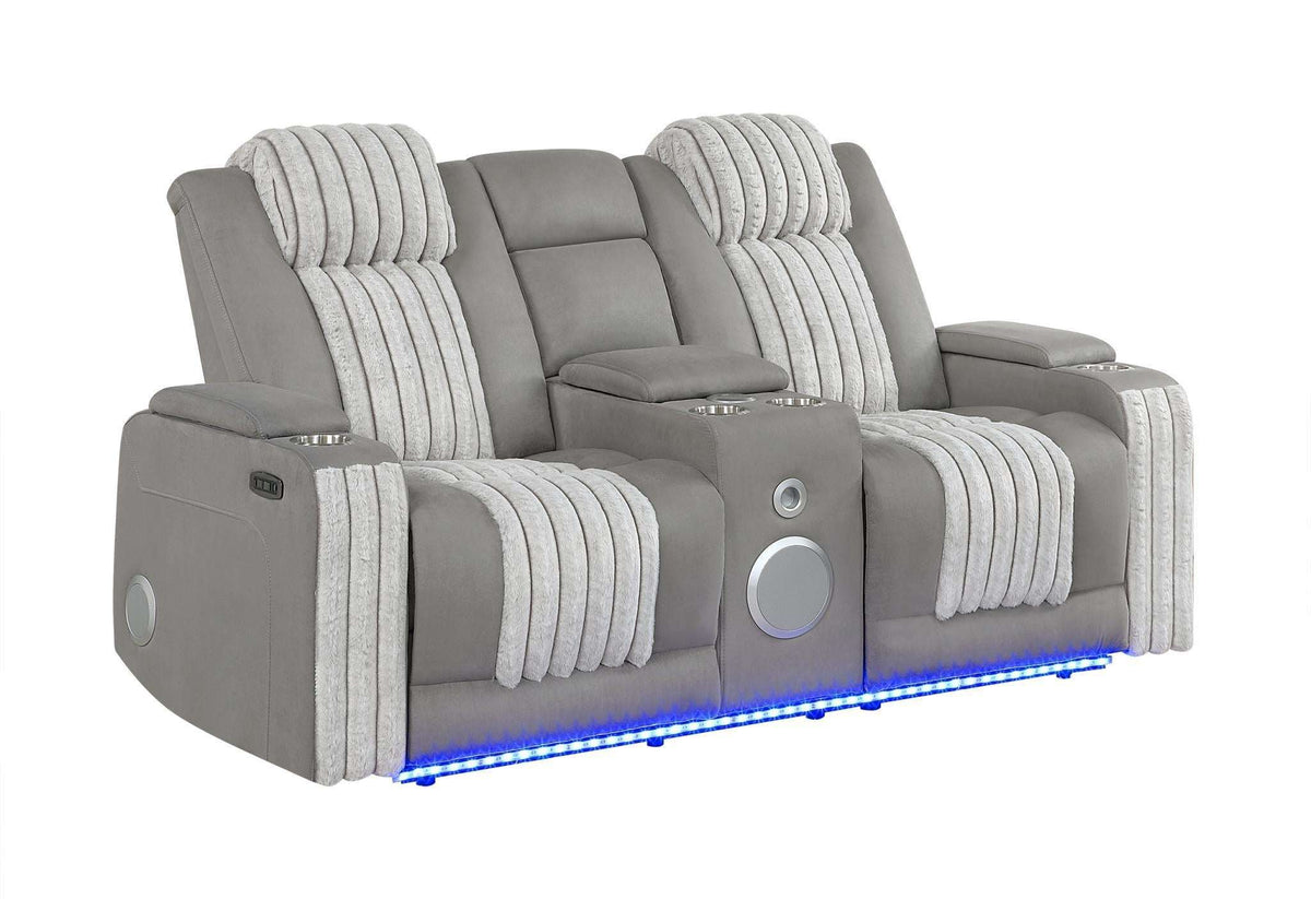 73" Gray Corduroy Power Reclining Loveseat With Storage - HomeRoots - Flyclothing LLC