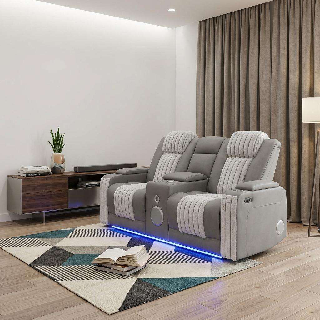 73" Gray Corduroy Power Reclining Loveseat With Storage - HomeRoots - Flyclothing LLC