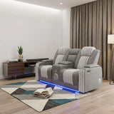 73" Gray Corduroy Power Reclining Loveseat With Storage - HomeRoots - Flyclothing LLC