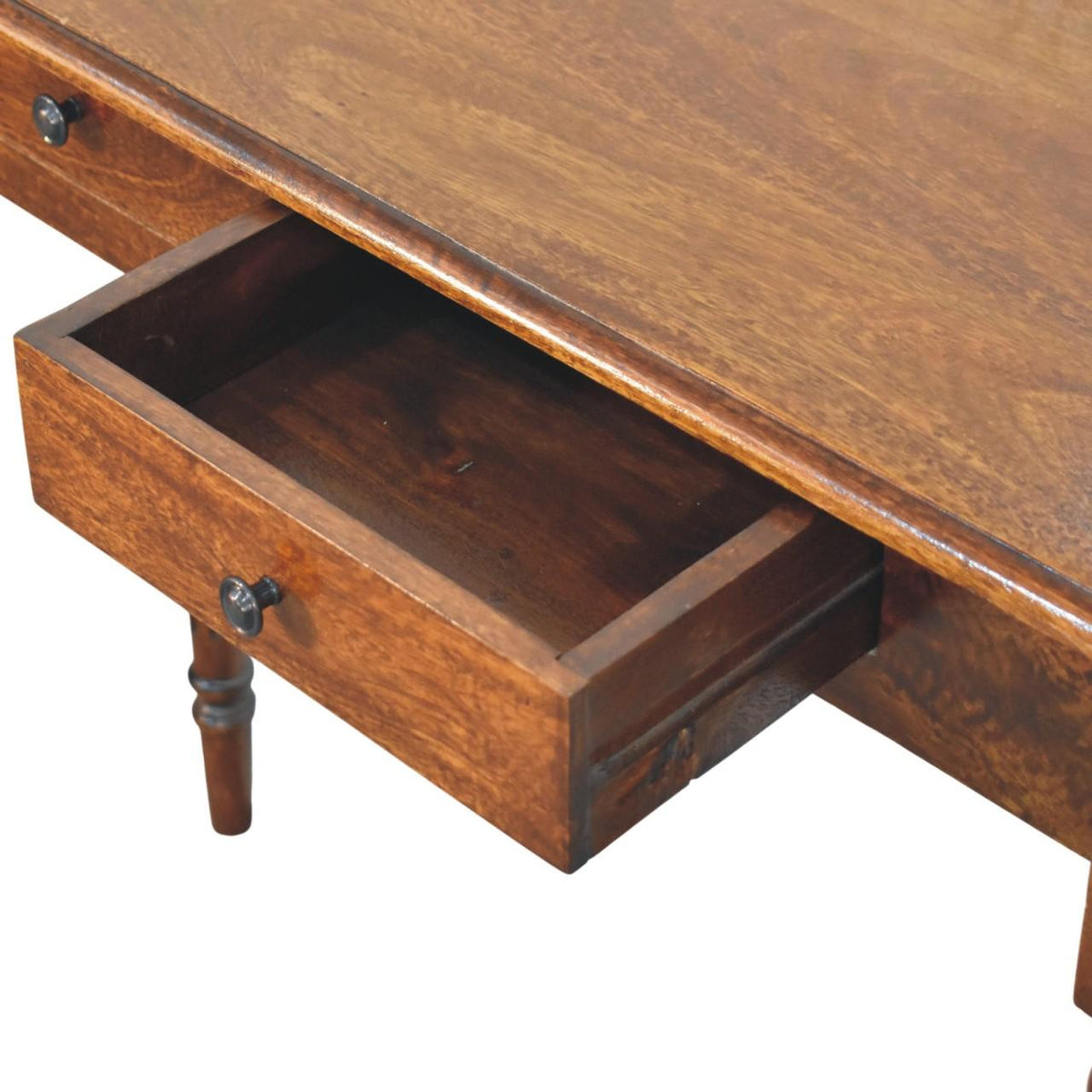 100" Chestnut Solid Wood Console Table With Two Drawers - HomeRoots - Flyclothing LLC